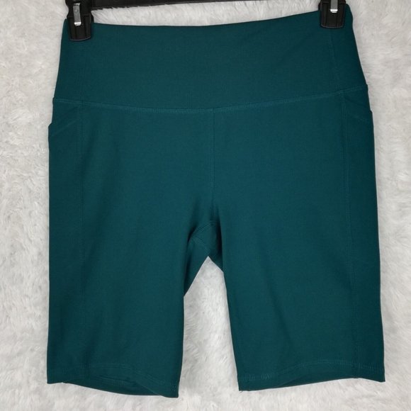 DSG Shorts Dsg Womens Biker Shorts Performance Green Solid Pockets Pull On High Rise M